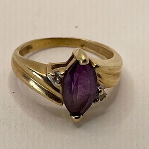 Amethyst and diamond ring